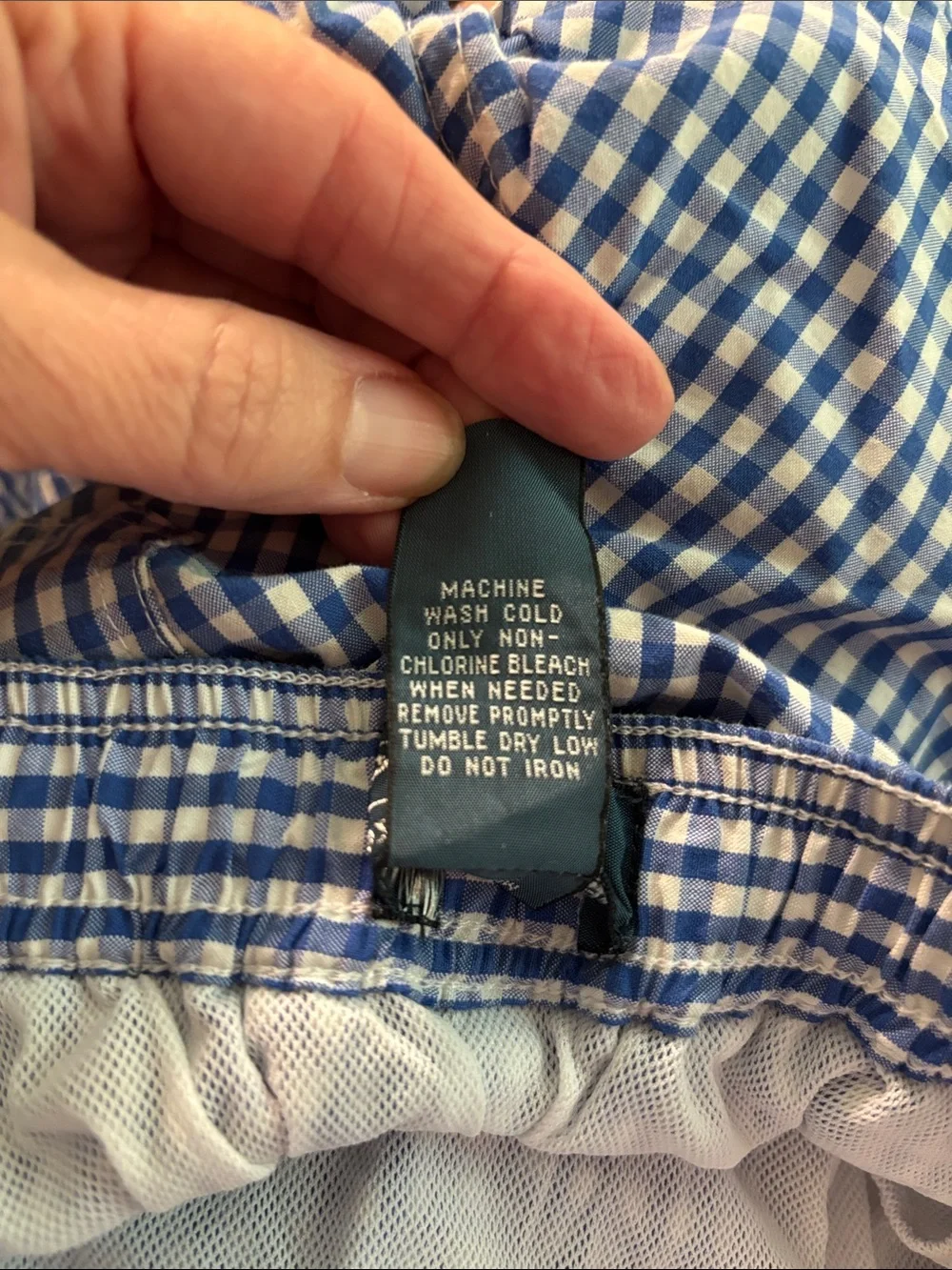 Boy’s Ralph Lauren Blue and White Gingham Swim Trunks